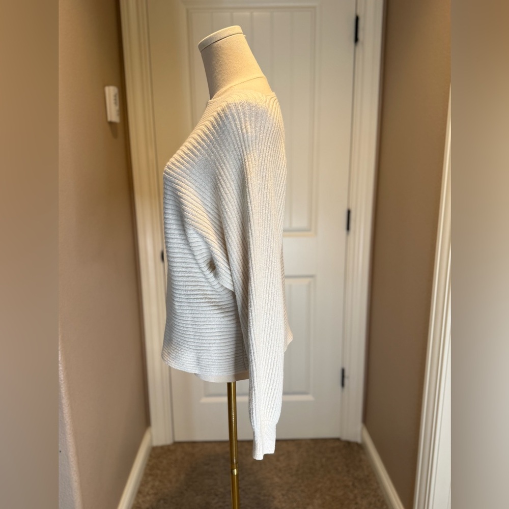 Classic Ecru Ribbed Crew Neck Sweater - Picture 2 of 4